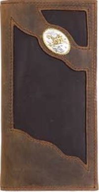 3D Belt Company TW80C1 Brown Wallet with Smooth Inlay Trim  with Oval Concho